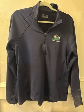 Under Armour Navy Quarter-Zip Pullover with Notre Dame Leprechaun Logo